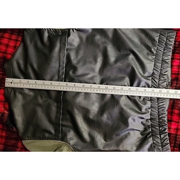 Sans Souci Black Faux Leather Green Army Sleeves Hidden Zip Jacket - Size Small - Picture 13 of 14